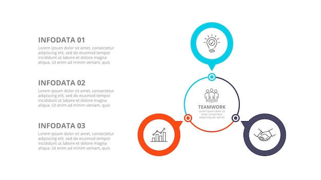 Zyklusdiagramm mit 3 Kreisen. Infografik-Designvorlage mit drei Schritten oder Optionen