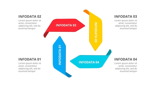 PSD zykluspfeile infografik präsentationsvorlage mit 4 optionen, teile, schritte oder prozesse