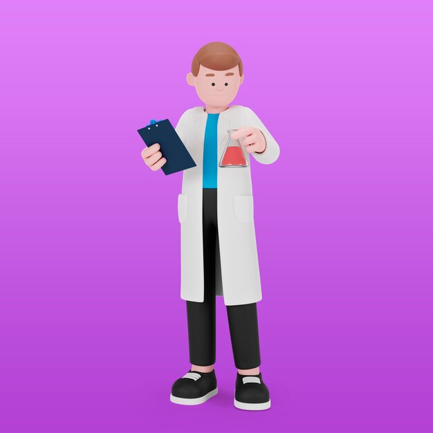 3d background with scientist experimenting in laboratory