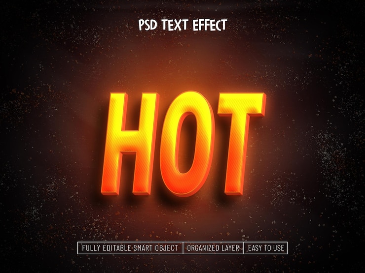 Zdarma PSD 3d hot burn psd editable text effect