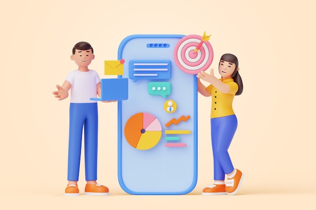 3d illustration of people working in marketing