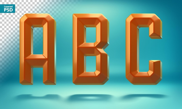 Zdarma PSD 3d ostrá geometrická písmena