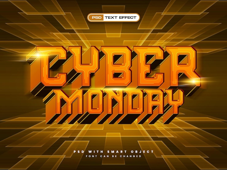 Zdarma PSD 3d realistický textový efekt cyber monday