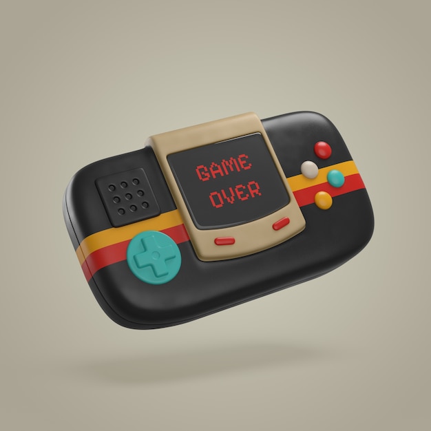 3d rendering of retro game icon design
