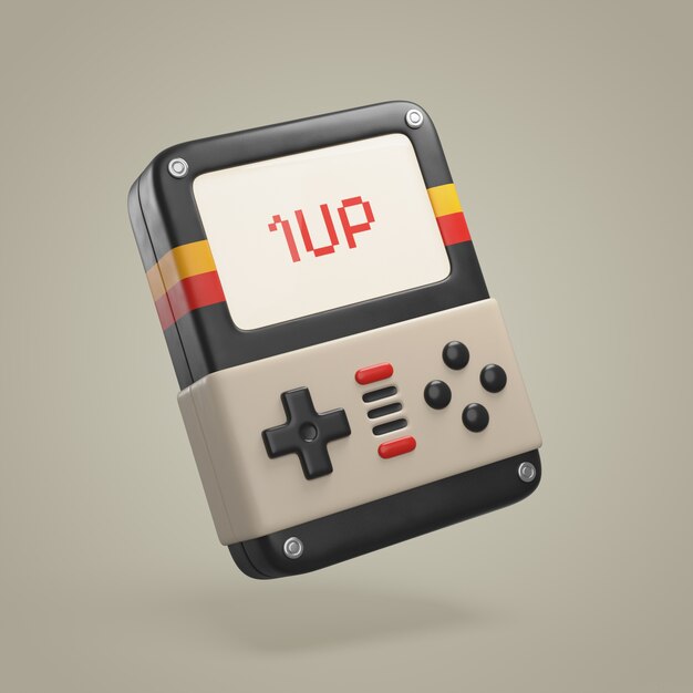 3d rendering of retro game icon design