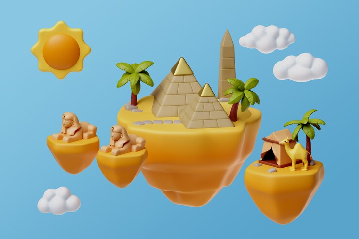 Zdarma PSD 3d renderování ilustrace plovoucího ostrova