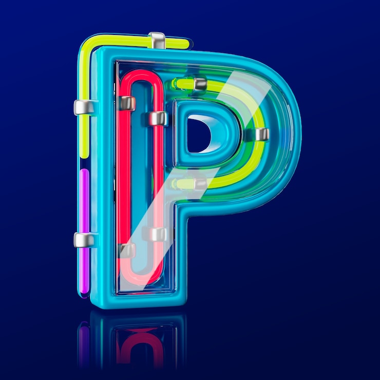Zdarma PSD 3d renderování neonové ikony písmene