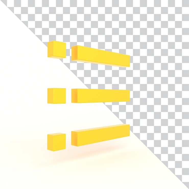 Zdarma PSD 3d yellow list icon on transparent background