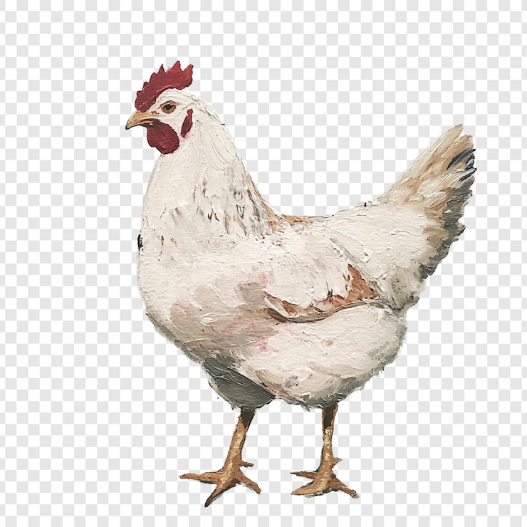 Zdarma PSD a stunning oil painting of a white hen