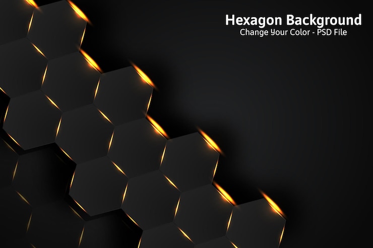 Zdarma PSD abstract gold hexagon neumorphism background