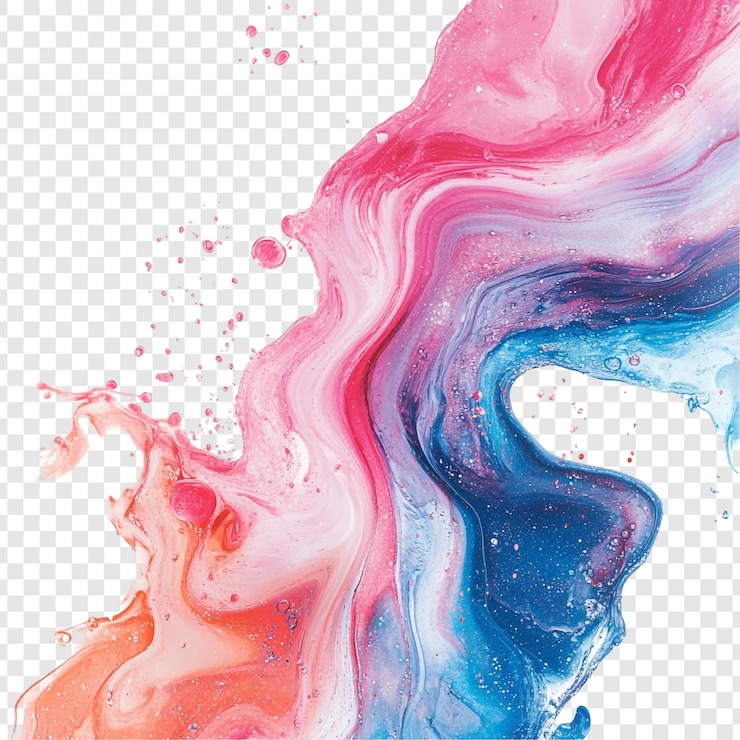 Zdarma PSD abstract pink and blue swirls a vivid fluid acrylic painting