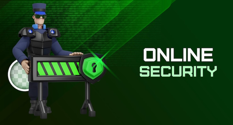 Zdarma PSD banner online zabezpečení, 3d ilustrace