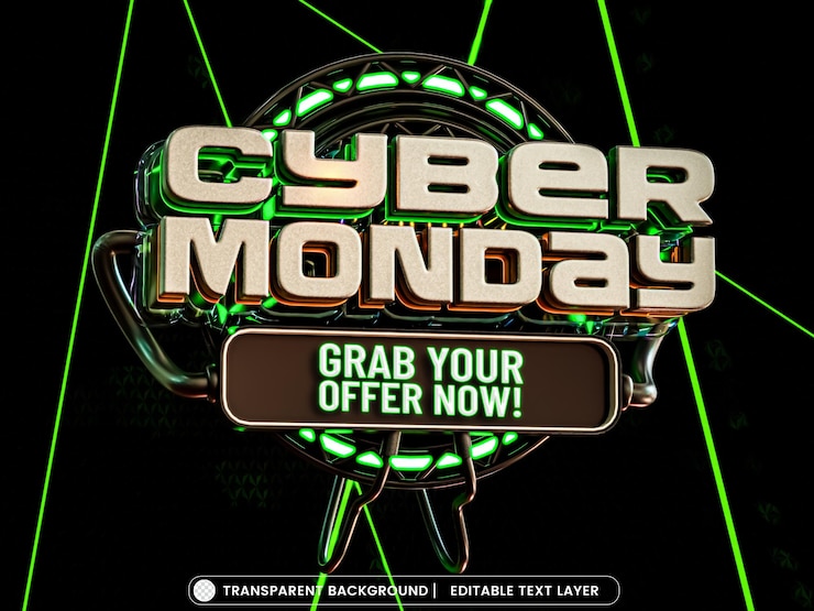 Zdarma PSD banner slevy cyber monday s upravitelným textovým efektem
