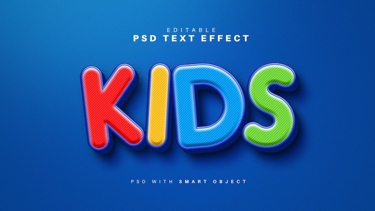 Zdarma PSD barevný textový efekt pro děti