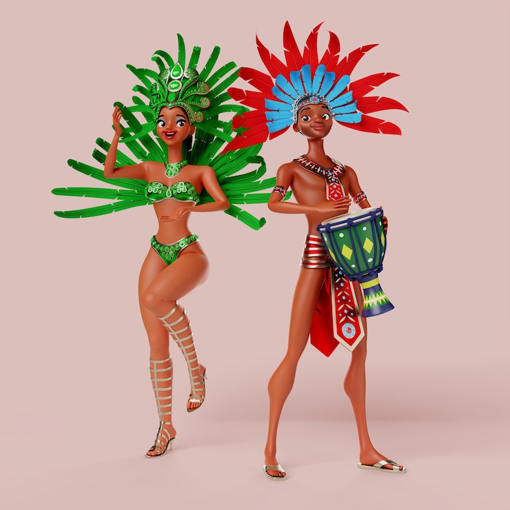 Zdarma PSD brazilian carnival dancers character