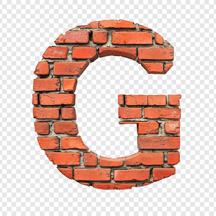 Zdarma PSD brick letter g a rustic alphabet