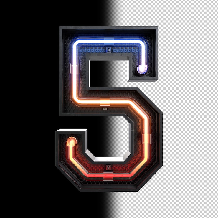 Zdarma PSD číslo 5 z neonového světla