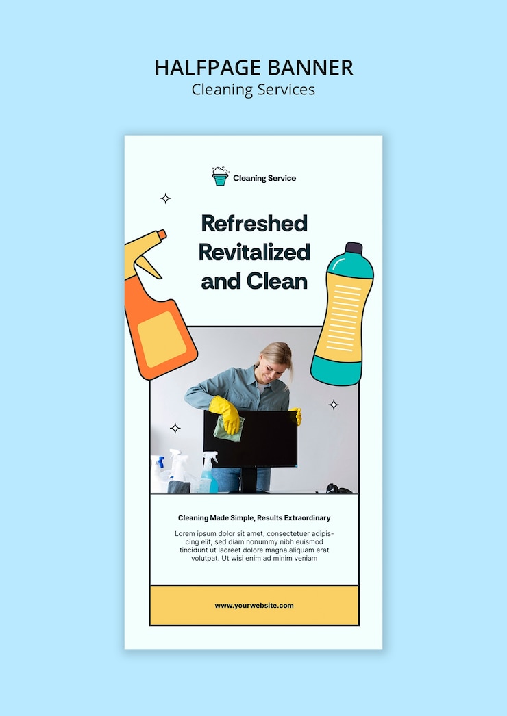 Zdarma PSD cleaning services template  design