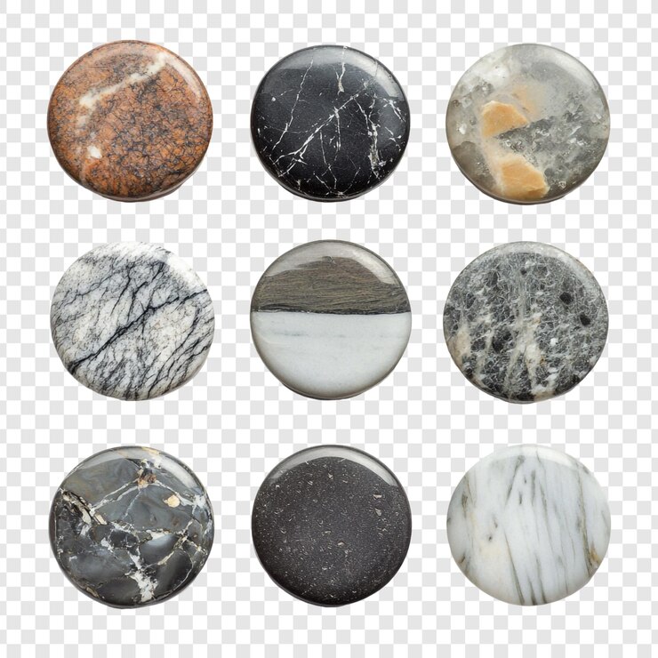 Zdarma PSD collection of nine polished marble and stone specimens