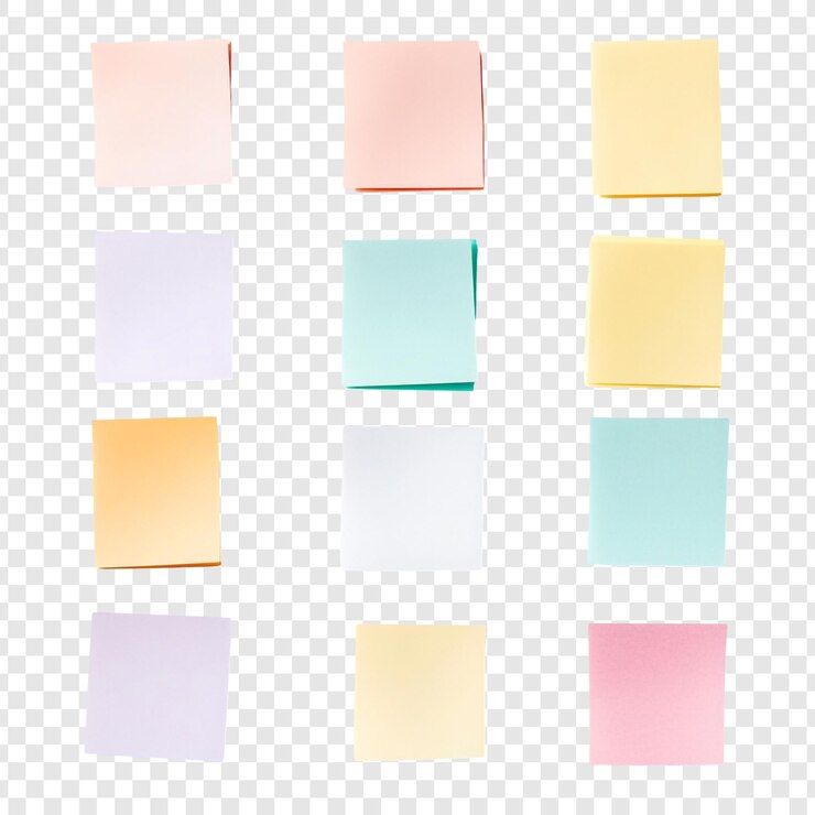 Zdarma PSD collection of pastel colored sticky notes