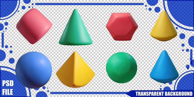 colorful 3d shapes for educational use