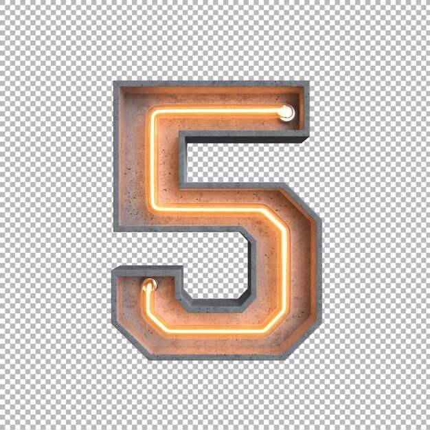 Concrete neon light alphabet on transparent background