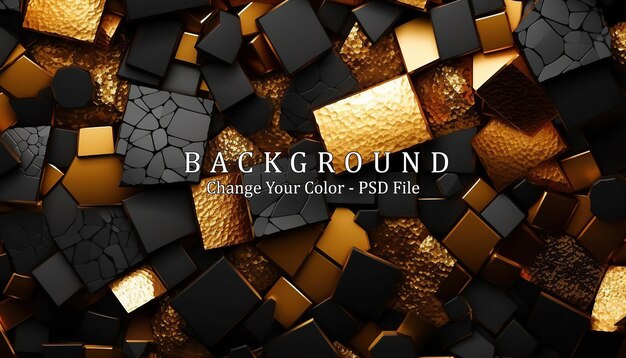 Dark black and Gold mosaic background Generative AI