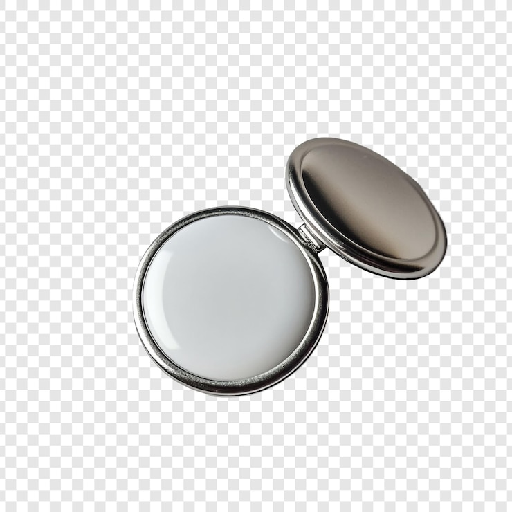 Zdarma PSD elegant silver compact mirror with white interior perfect for travel everyday use or as a unique gift