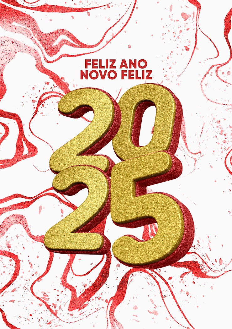 Zdarma PSD feed template golden happy year happy new year 2025