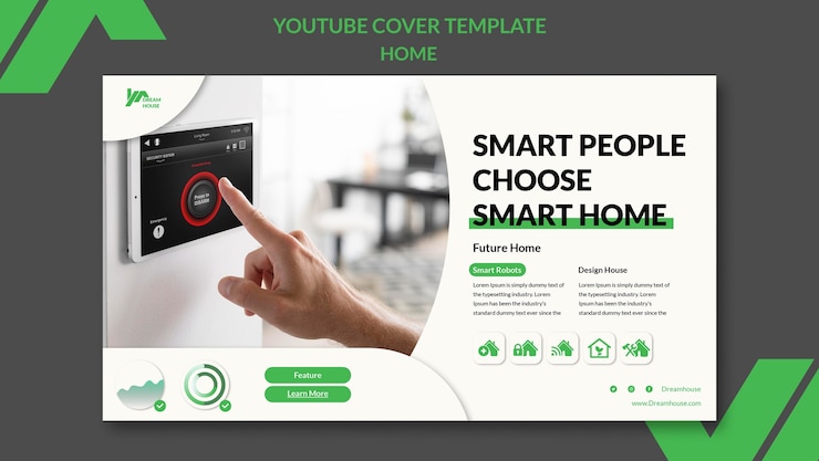 Zdarma PSD flat design interior design youtube cover template