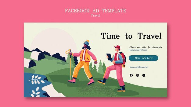 flat design traveling  facebook template