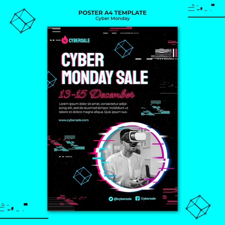 Zdarma PSD futuristická šablona tisku pro cyber monday