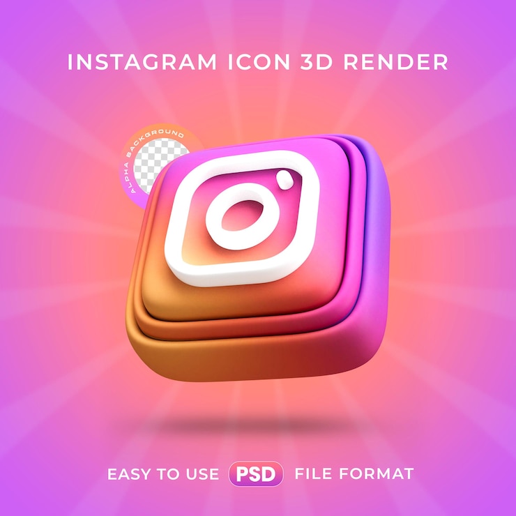 Zdarma PSD ikona loga instagram izolovaná 3d renderování ilustrace