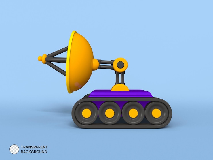 Zdarma PSD ikona vesmírného vozítka, izolovaná 3d render ilustrace
