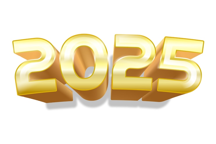 Zdarma PSD ilustrace zlatého nového roku 2025