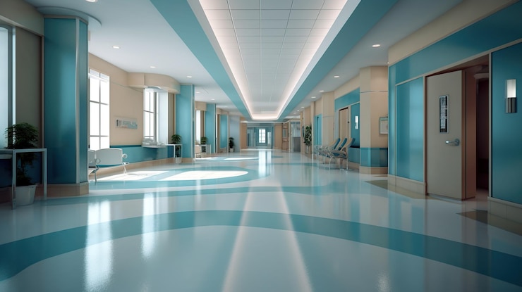 Zdarma PSD interior of luxury hospital hall generative ai