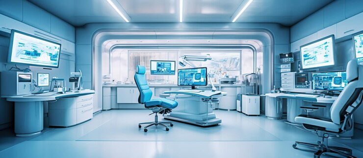 Zdarma PSD interior of modern medical office with doctor39s workplace generative ai