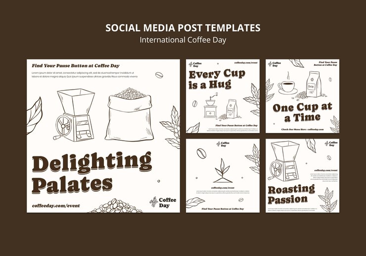 Zdarma PSD international coffee day  instagram posts template