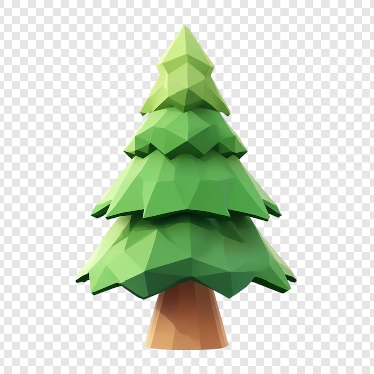 Zdarma PSD low poly christmas tree festive green conifer digital rendering geometric design winter holiday symbol 3d model abstract evergreen nature inspired art