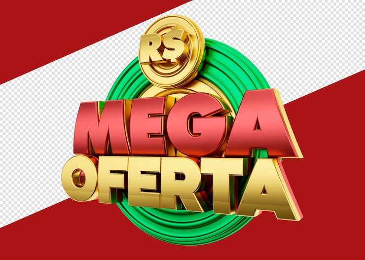 Zdarma PSD mega offer 3d logo for advertising campaigns mega oferta