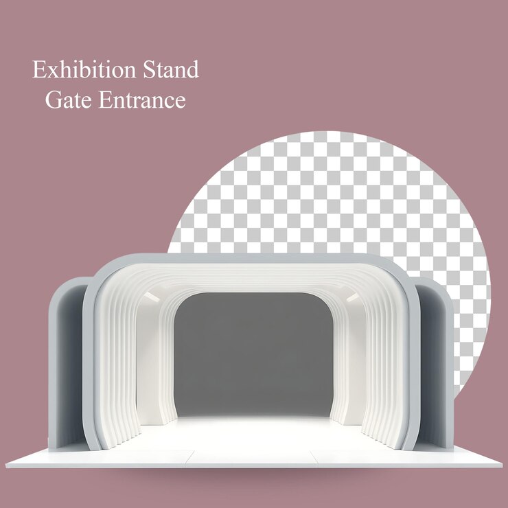 Zdarma PSD modern exhibition stand entrance mockup