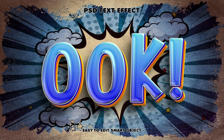 Zdarma PSD ook comic style editable text effect