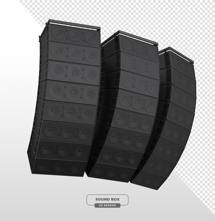 Zdarma PSD pole černých zvukových boxů ve 3d renderování