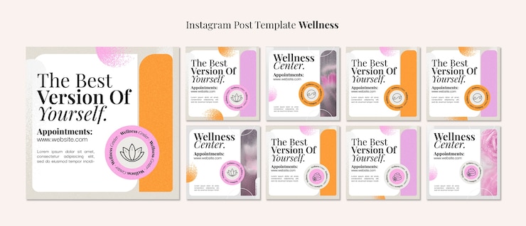 Zdarma PSD příspěvky na instagram s konceptem wellness
