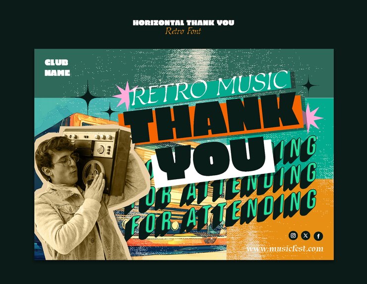 Zdarma PSD retro music fest thank you