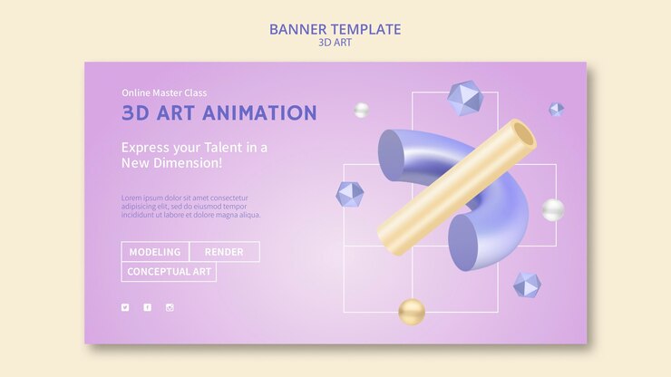 Zdarma PSD šablona banneru 3d umění