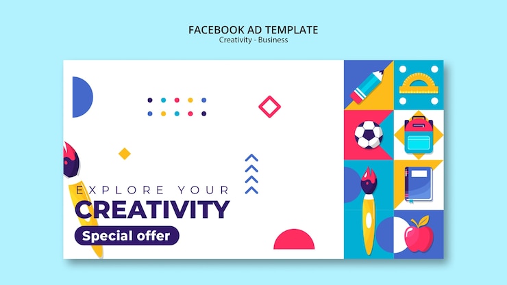 Zdarma PSD šablona geometrické kreativity pro facebook