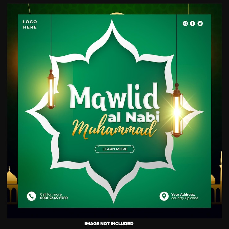 Zdarma PSD šablona krásného návrhu pozadí mawlid al nabi proroka muhammada
