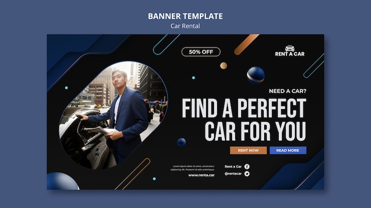 Zdarma PSD šablona návrhu banneru autopůjčovny
