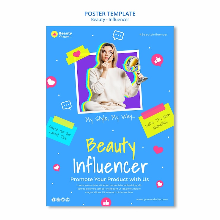 Zdarma PSD šablona plakátu beauty influencer